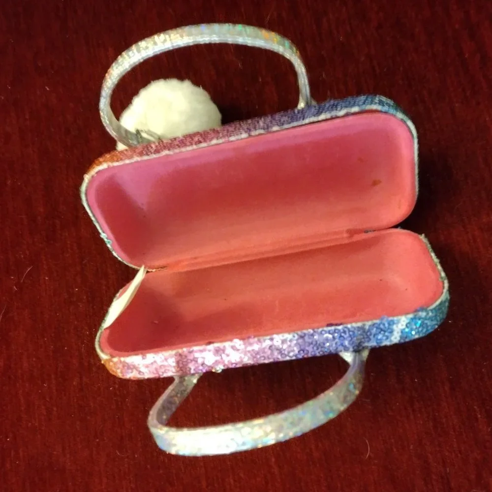 The Children's Place Vintage Girls Pink Sparkly Sunglasses Case w/ Keychain
